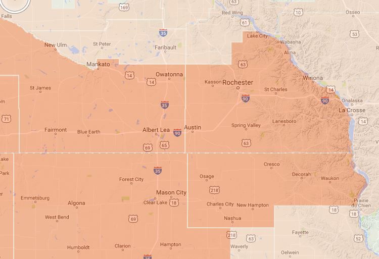 Winter Storm Warning area as of Monday at 4 p.m.